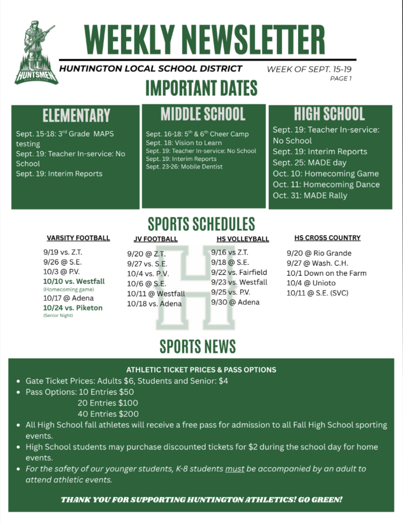 Weekly Newsletter page 1
