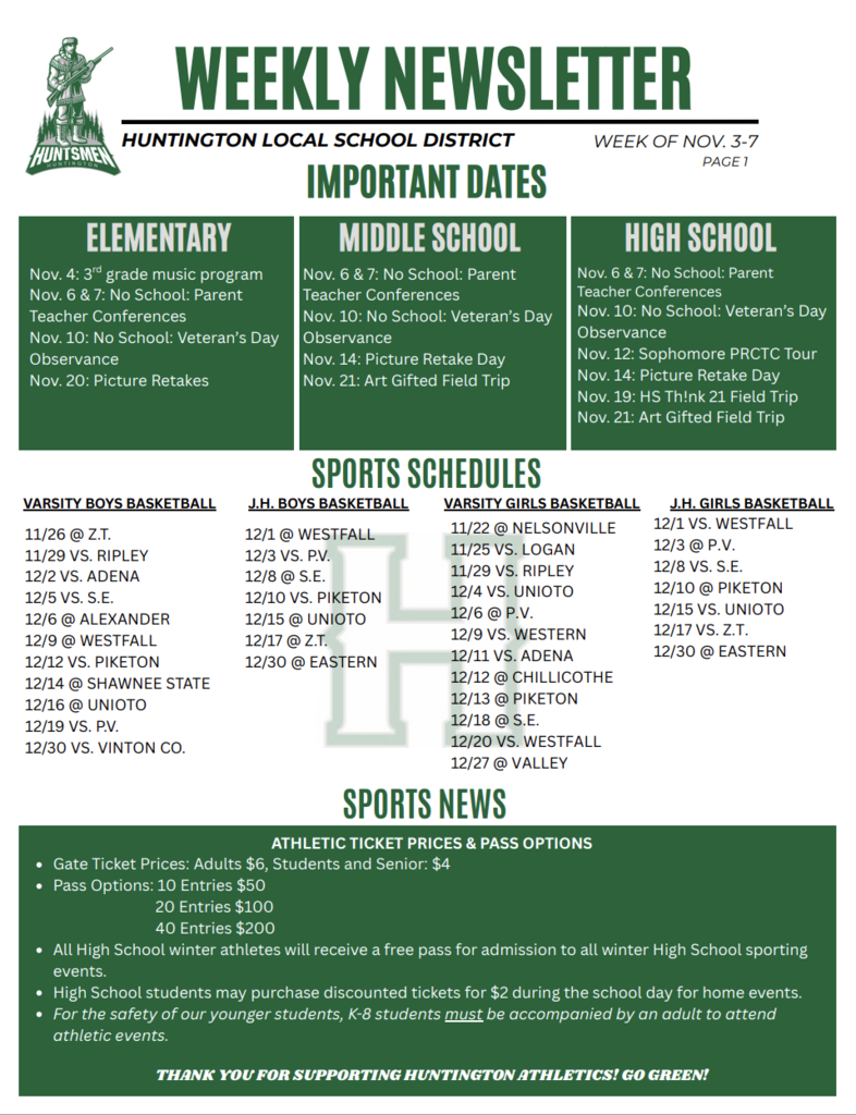 Weekly Newsletter page 1