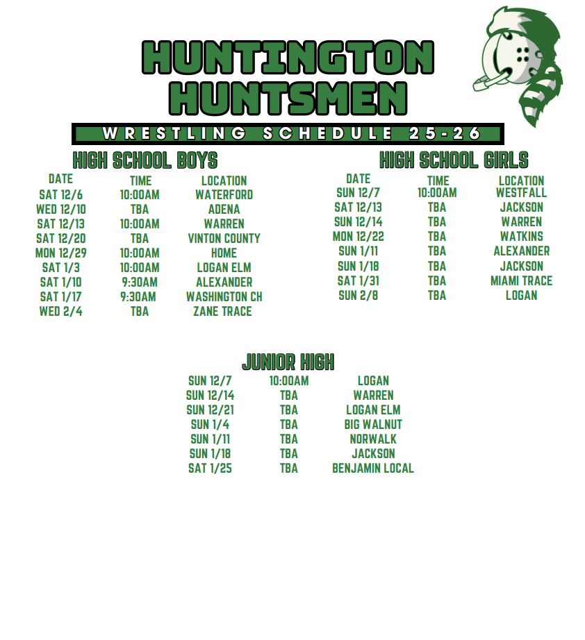 Wrestling Schedule