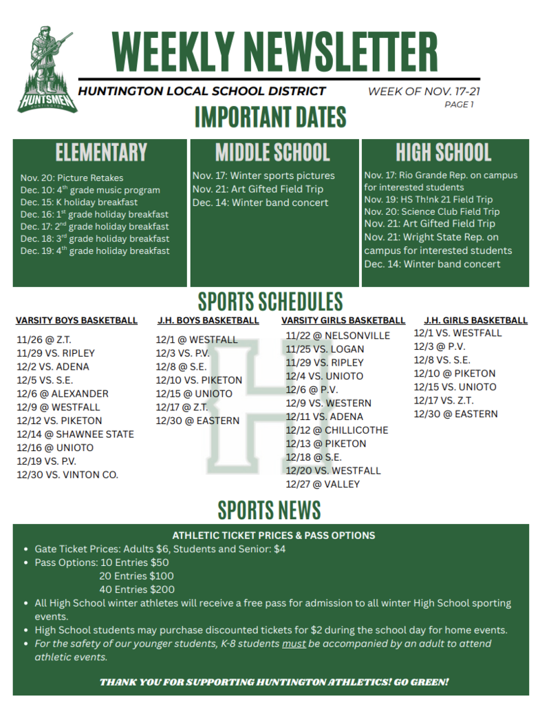 Page 1 of Newsletter