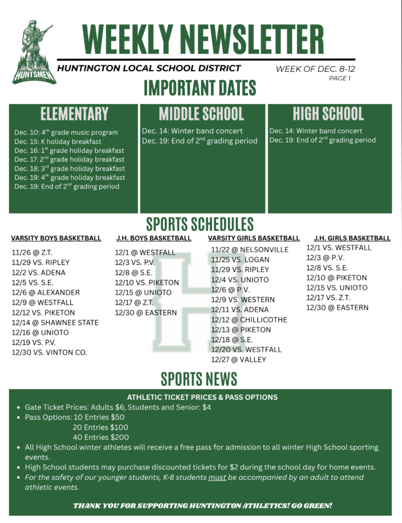 Weekly Newsletter Page 1