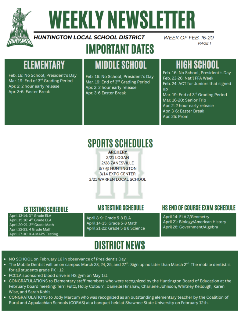 Weekly Newsletter Page 1