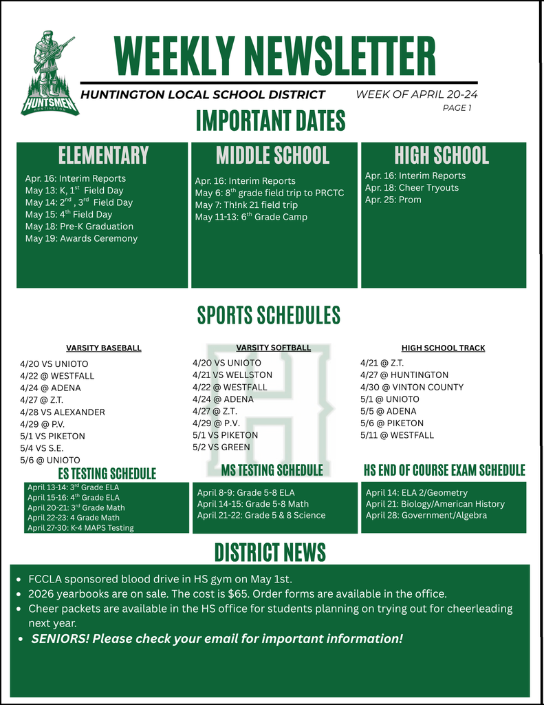 Weekly Newsletter page 1