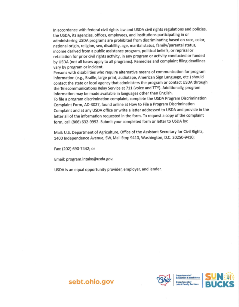 SEBT informational letter