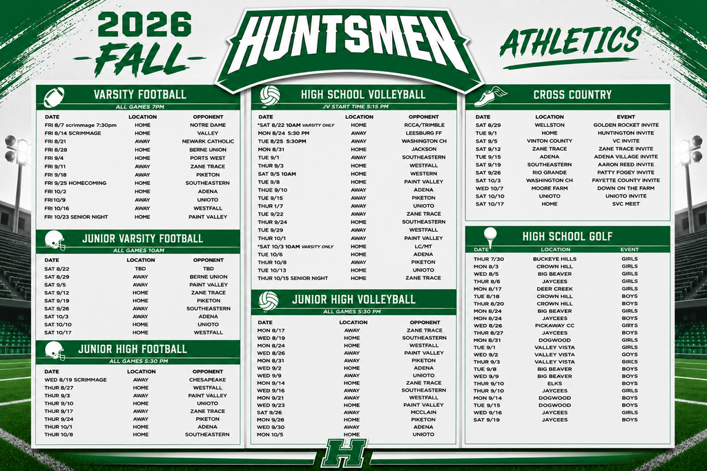 Fall Athletics Schedule