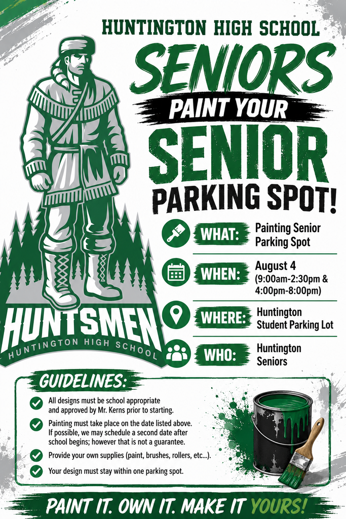 Senior paint your parking spot - August 4 from 9-2 or 4-8