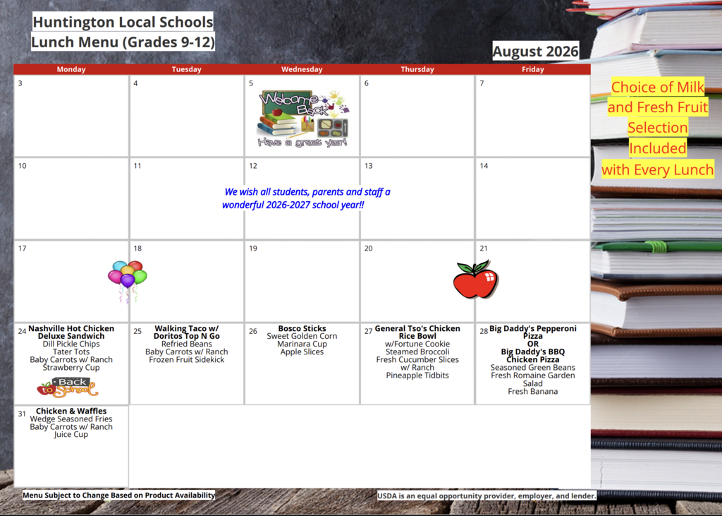 9-12 Lunch Menu