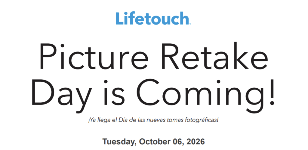 High School and Middle School Picture Retake Day is tomorrow, October 6th.