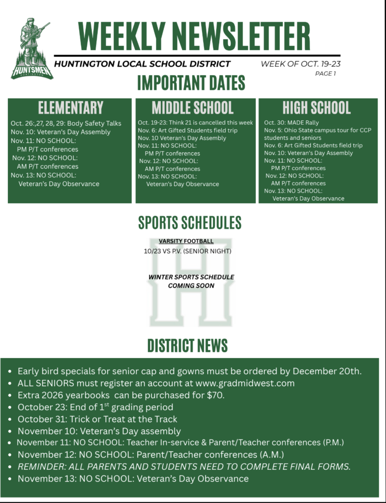Weekly Newsletter Page 1