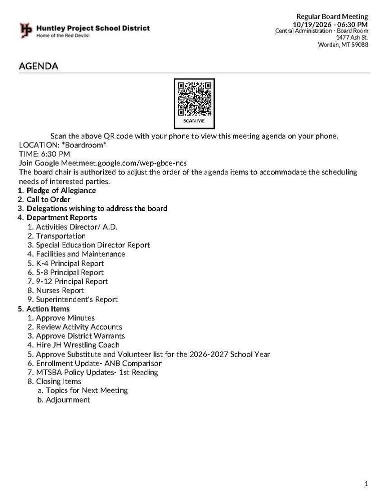 October 2026 Board Meeting