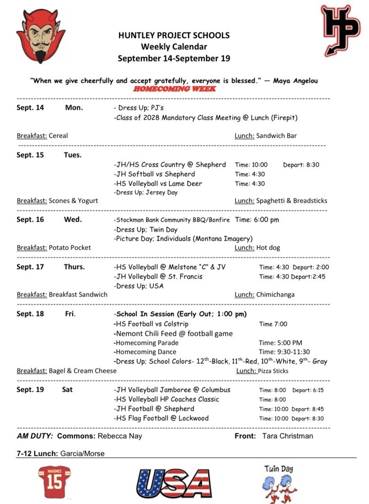 Weekly calendar 