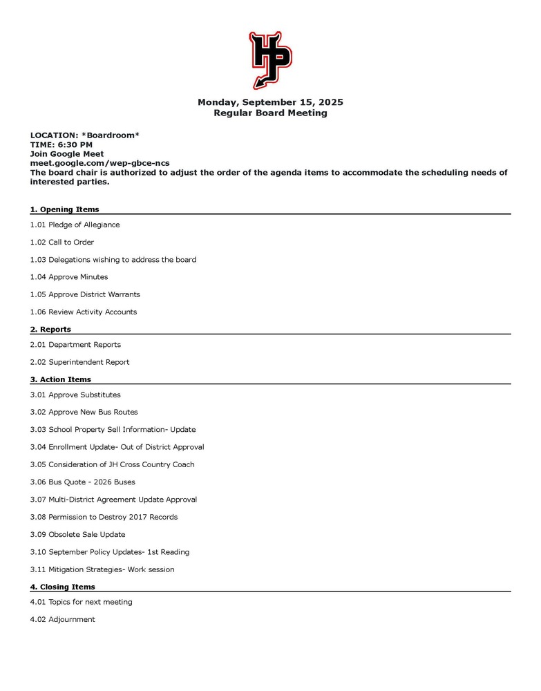 September Board Meeting 2025