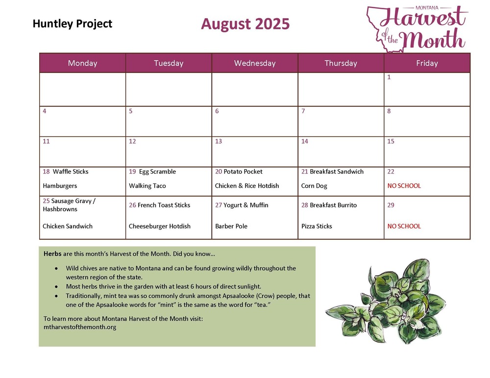 August Menu