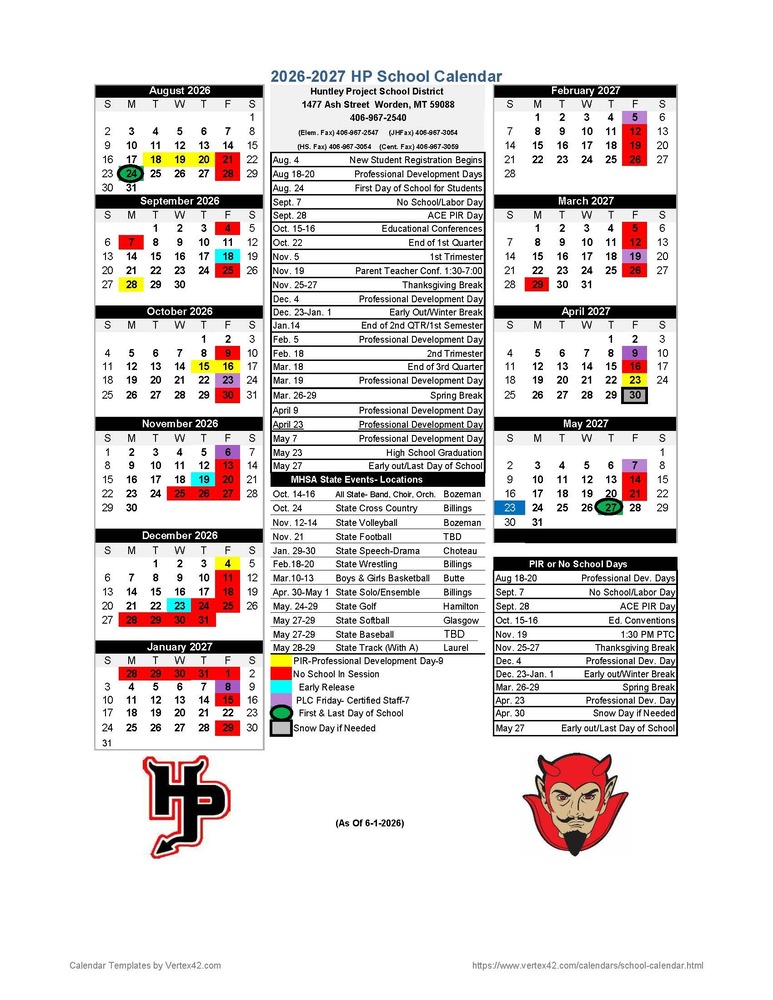 2026-2027 School Calendar