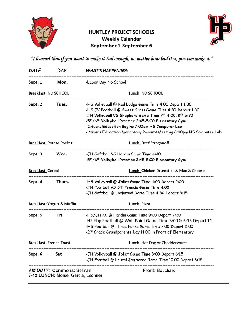 Weekly Sept. 1-6