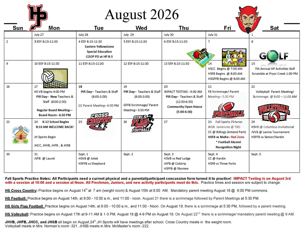 August and September Calendars