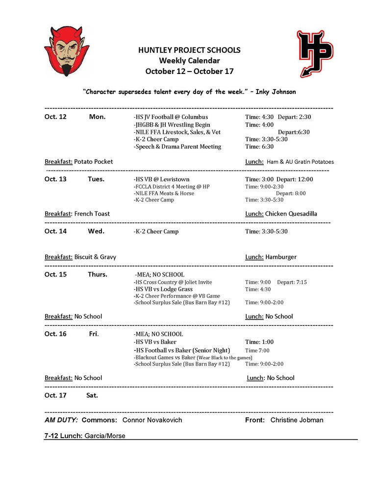 Weekly Oct. 12-17