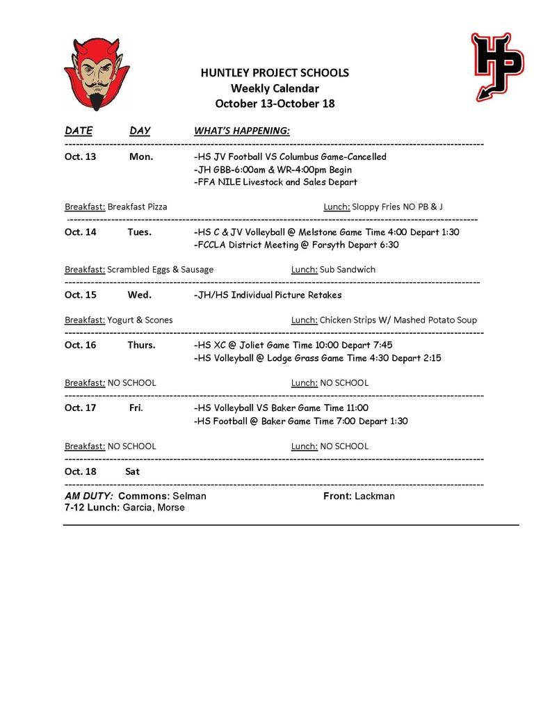 Weekly Oct. 13-18