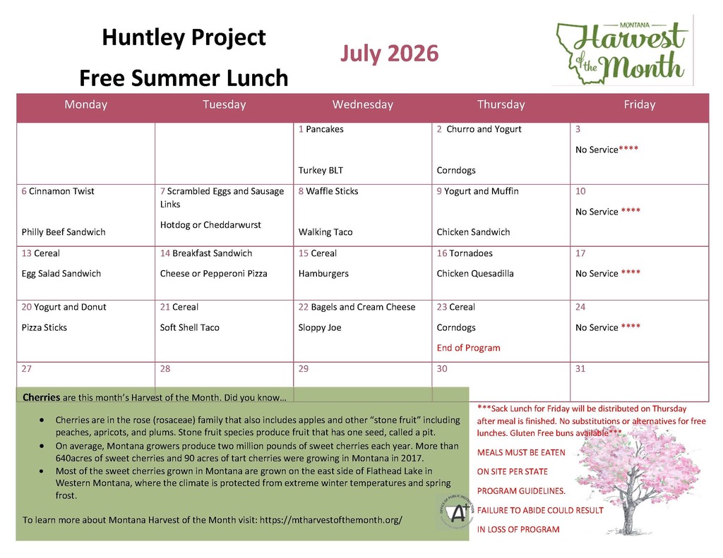 July Menu 2026