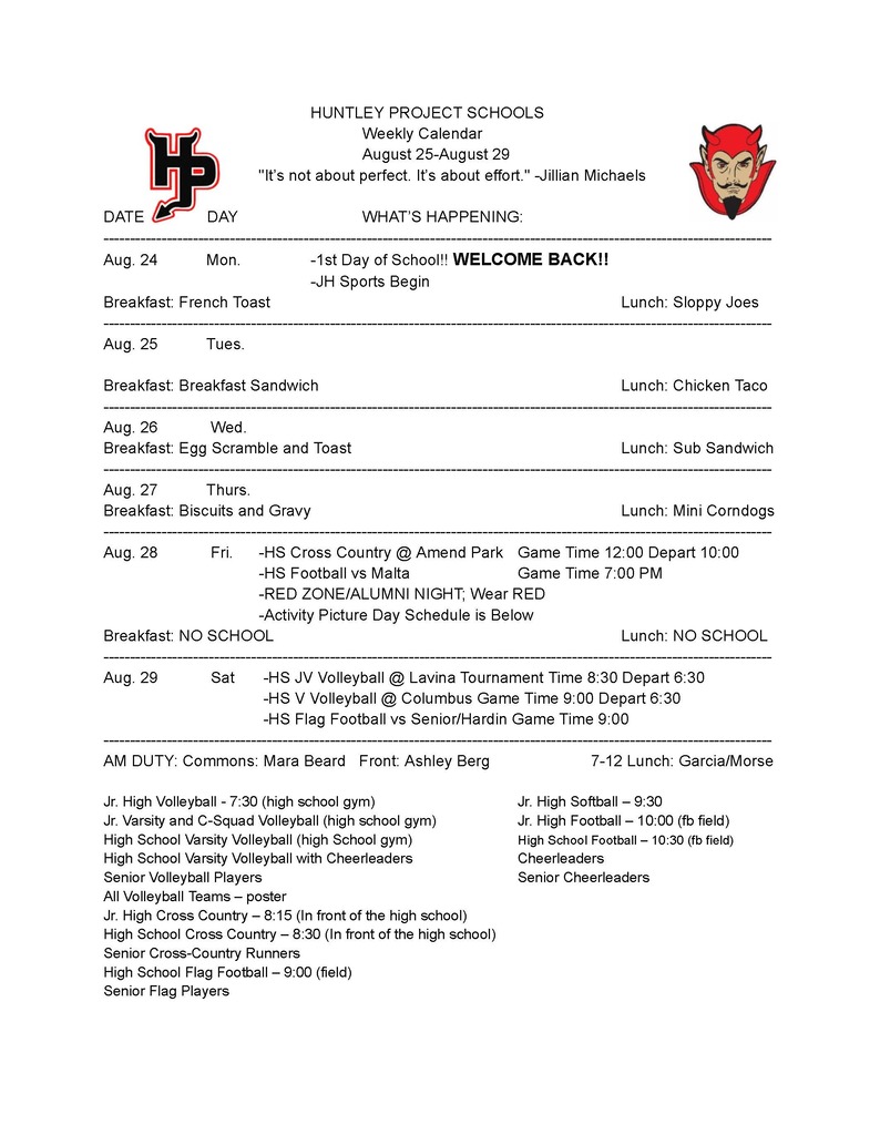HP Week 1- August 24-29