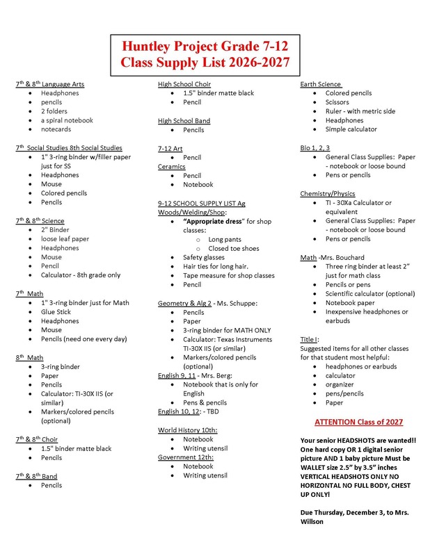 7-12 Supply list