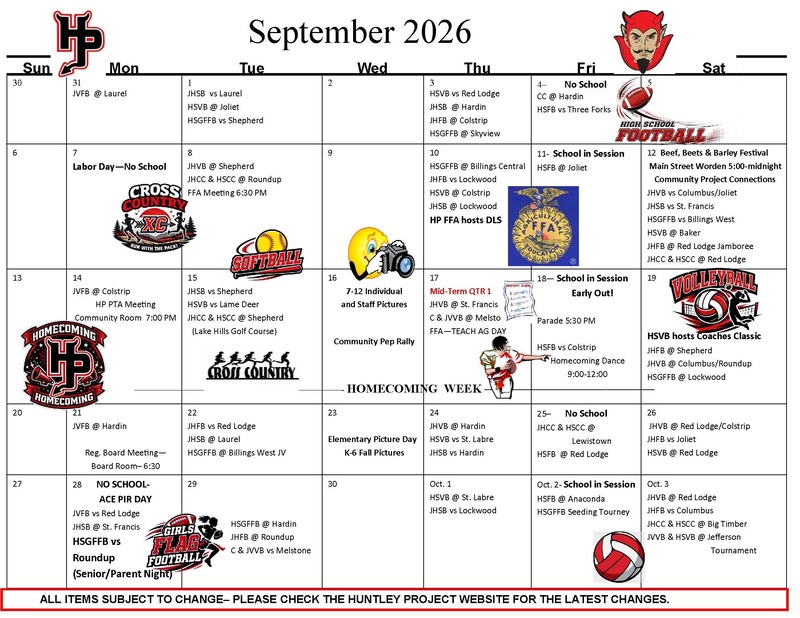September 2026 Activity Calendar