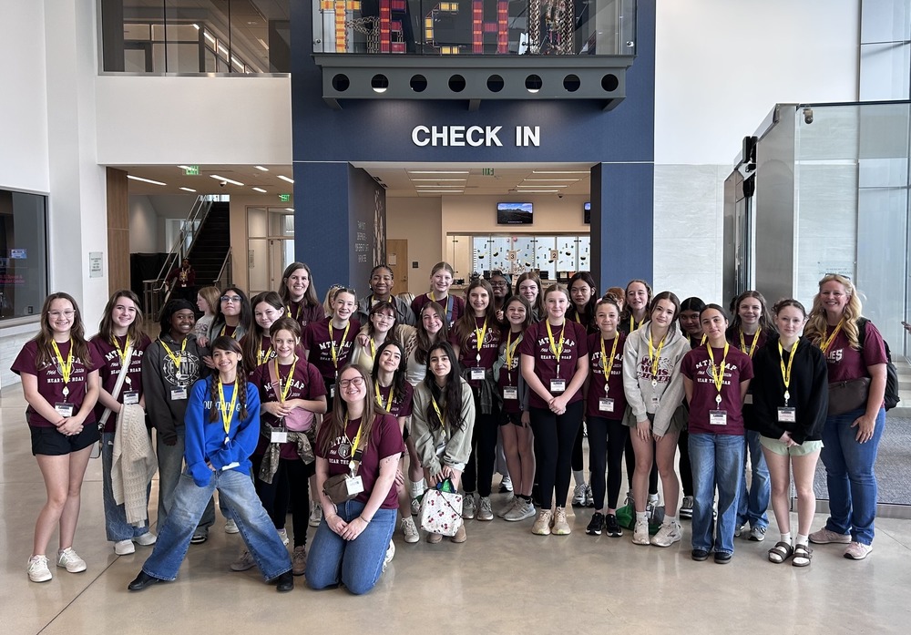 Group of girls that went to the Girls Engaged in Math and Science Expo at the Space and  Rocket Center