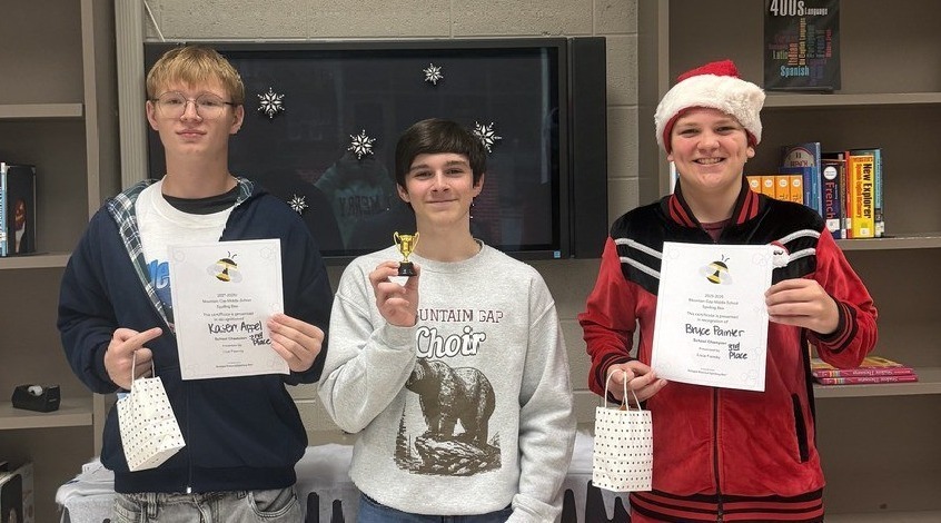 Picture of Spelling Bee Winners: Kasen, Ollie and Bryce