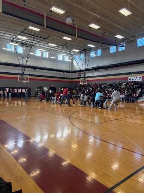 Tug-of-war competition during the pep rally.