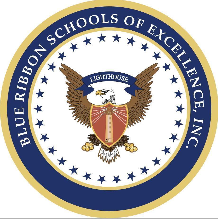 Blue Ribbon Schools of Excellence, INC. surrounding an eagle and shield that says Lighthouse.