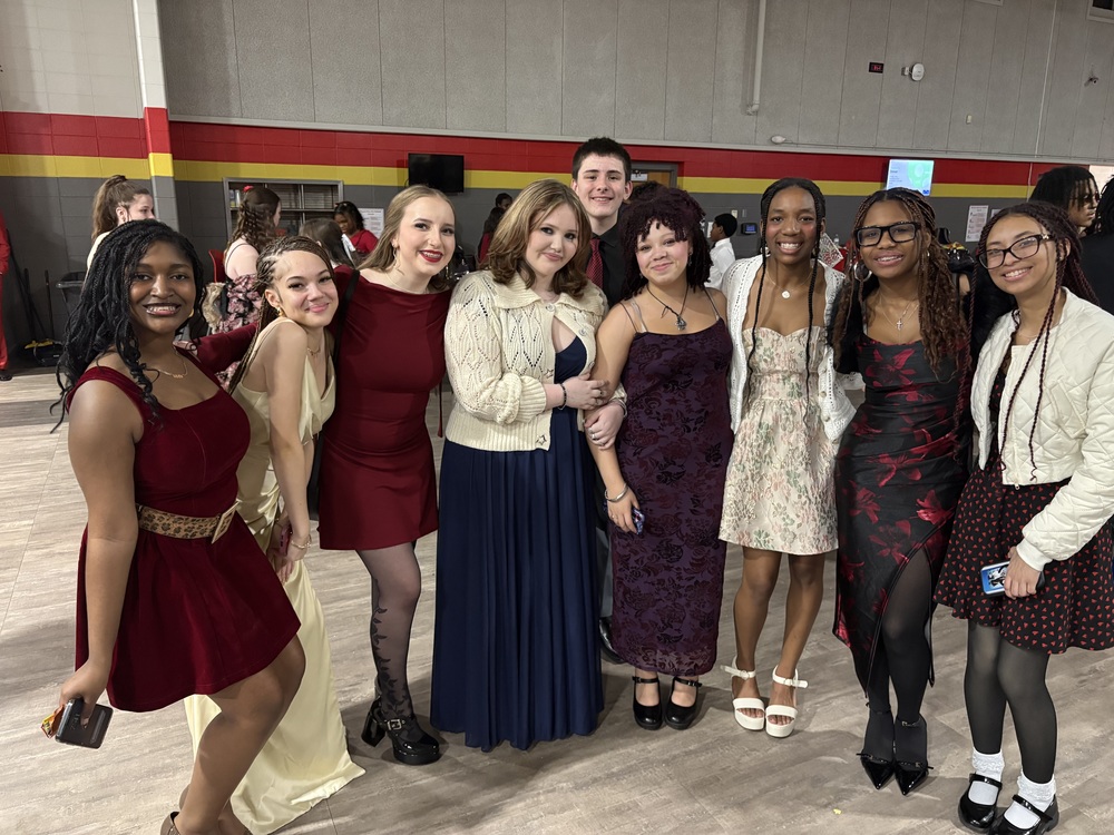 8th grade students at the Valentine's Dance. 