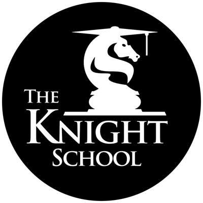 The Knight School Logo with a dragon chess piece wearing a graduation cap