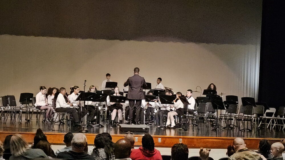 Advanced band playing during their end of the year concert.