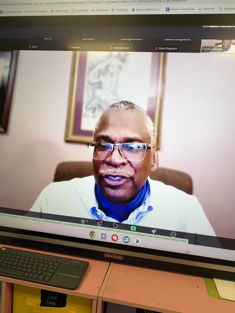 Dr. Lonnie Johnson on computer from Zoom meeeting