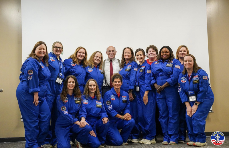 Space Camp for Educators crew posing with James Spann