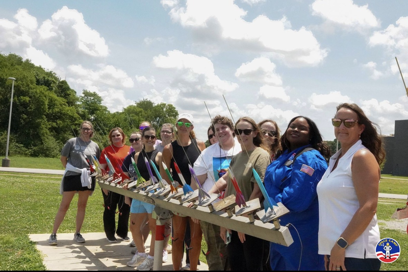 Educators at Space Camp preparing to fire small rockets