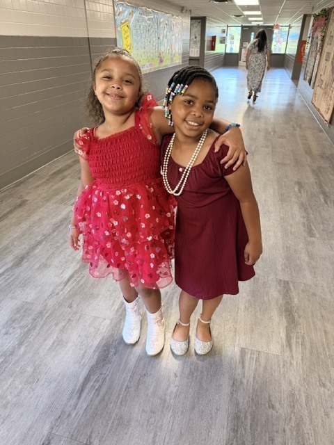 Two students ready to celebrate PBIS on Fancy Friday.