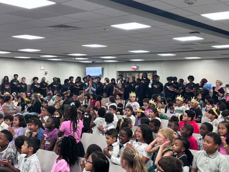 CHS Eagles football team enjoying our PBIS Kickoff.