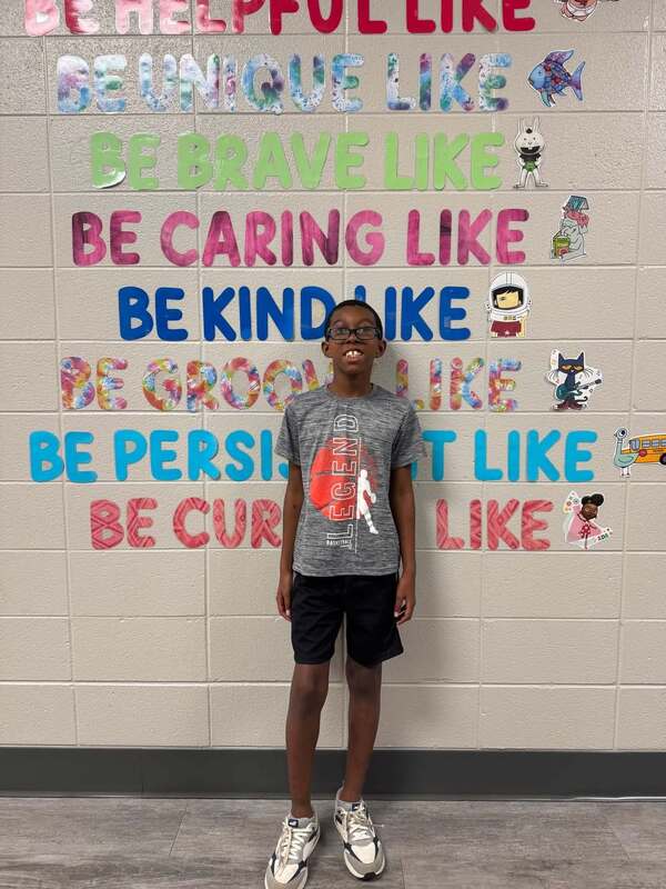 August Student of the Month from fifth grade - he was very excited to be chosen.