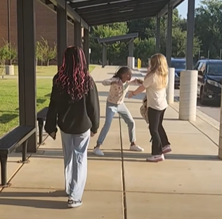 A group of girls participating in our Friday Morning Carline Dance Party