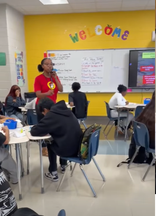 Ms. Peete pauses the activity to check for understanding