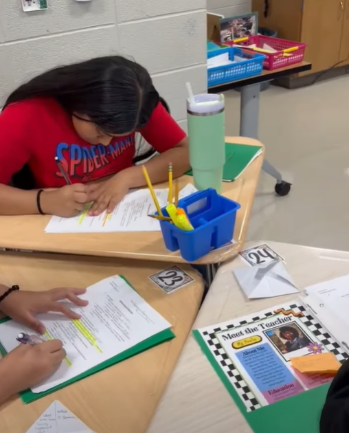 Students in Ms. Peete's class working diligently on their assignment