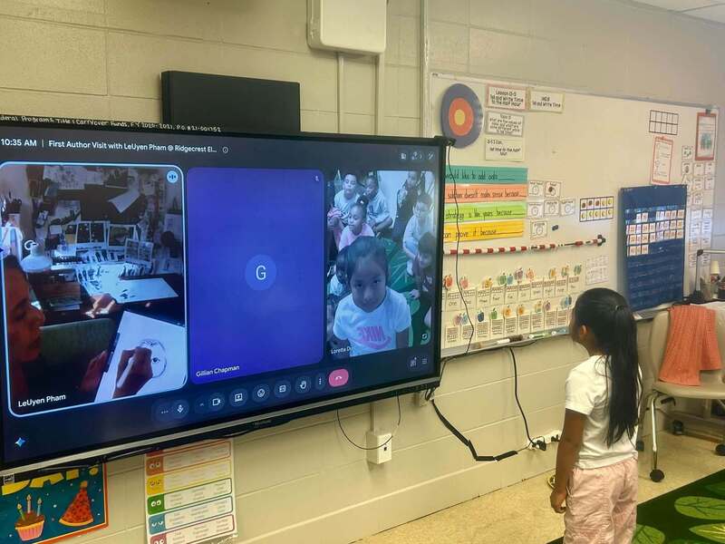 First grader asking Ms. Pham a question during the virtual visit