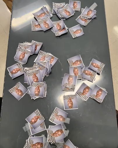 Scavenger Hunt photos are scattered across a black tabletop.
