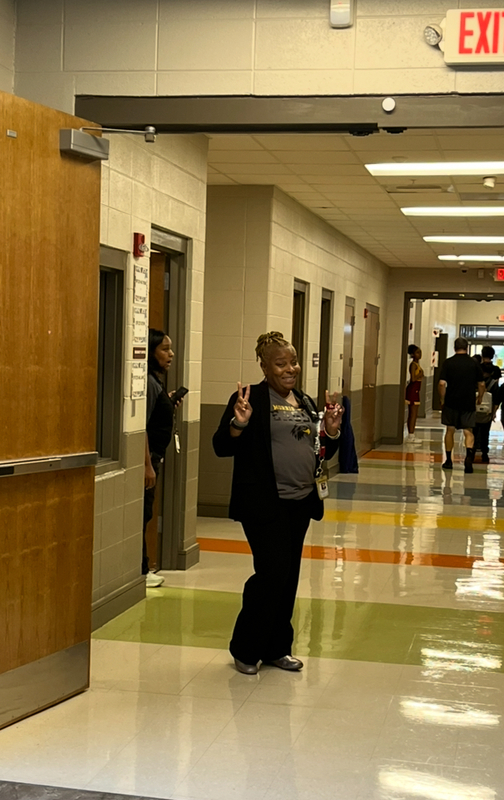 Dr. Burruss gives the peace sign!