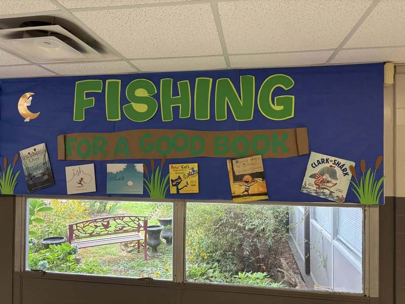 Fishing for a Good Book with a fishing pole and book covers