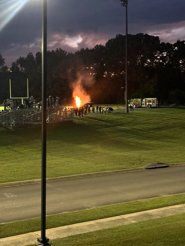 Bonfire on football field for Spirit Night