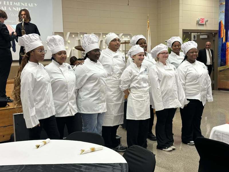 The Career Tech School Culinary Service in front of the stage.