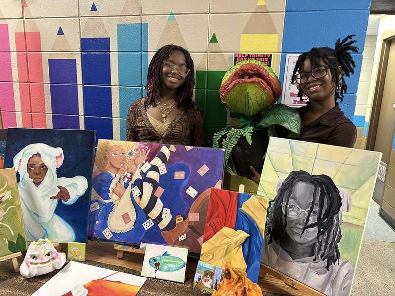 One of our community partners showing their beautiful art projects.