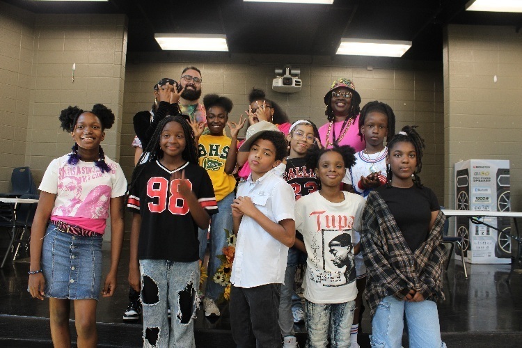 Students and teachers dressed for "Decades Day"
